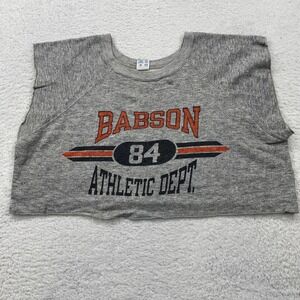 Vintage 80s Babson College 84 Athletic Dept Champion Cropped Sweatshirt Large